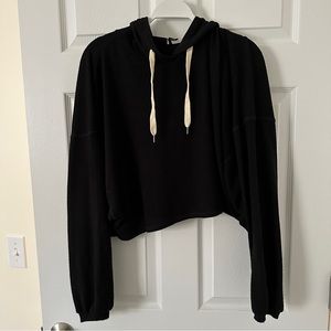 Soft Black Cropped Hoodie